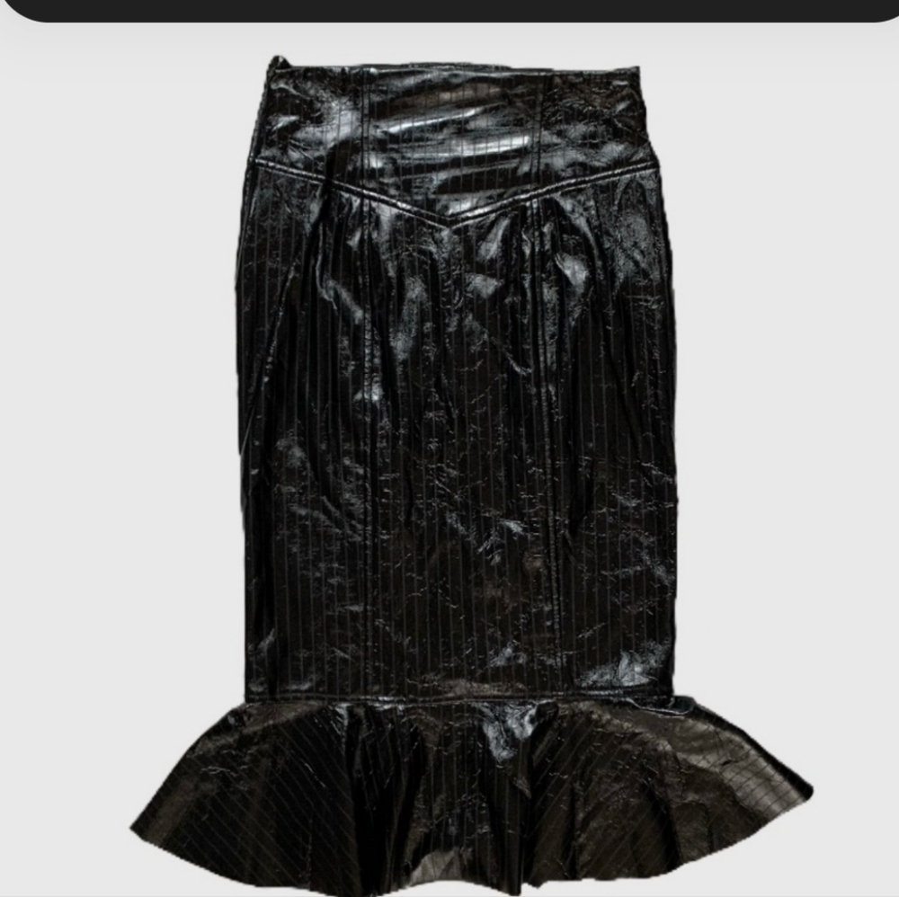 Rare Tripp Black Pleather Corset Pencil Skirt Size M